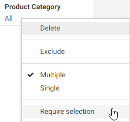 Require selection option for a prompted filter
