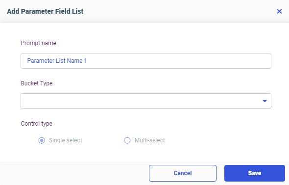 Add Parameter Field List dialog box